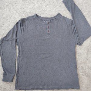 Pact long sleeve Henley shirt, 3 button, dark grey